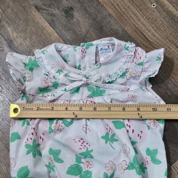 Vintage Babyfair Girl Ruffle Romper with Collar Strawberry Bubble One Piece 12 m - Picture 7 of 9